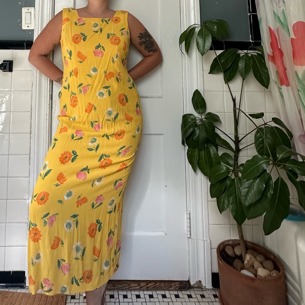 Floral Yellow Sleeveless Dress
